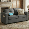 TYBOATLE 65" Small Loveseat for Bedroom, Mid-Century Modern Tufted Love Seat w/USB Charging Ports and Wide Arms, 2 Seater Small Office Sofa for Dorm, Apartment, Grey