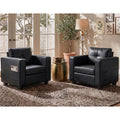 TYBOATLE  Black Faux Leather Accent Chairs Set of 2, Oversized Armchairs Living Room