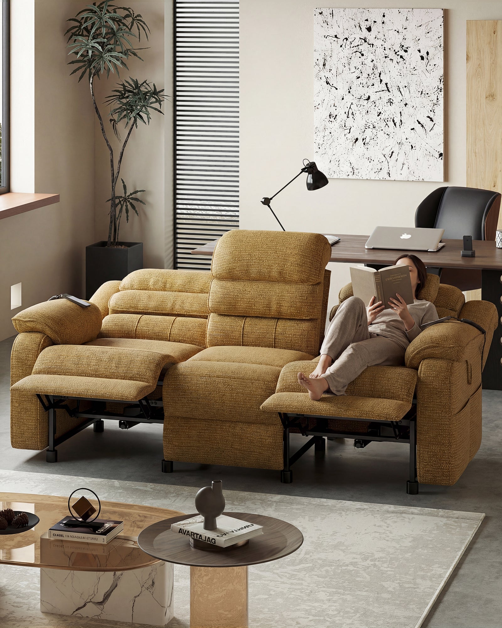TYBOATLE Power Recliner Sofa, 3 Seater Electric Reclining Sofa with Dual Motors and Remote Control, Chenille Recliner Couch w/ Side Pockets for Living Room, RV, Game Room, Home Theater, 76.5" Wide (Brown)