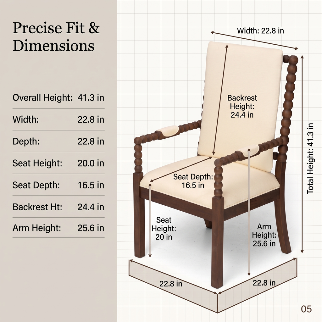 JIASTING Farmhouse Dining Chairs Set of 2 with Bobbin Spindle, Padded Armrest, Linen, Dark Brown