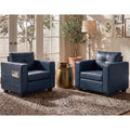 TYBOATLE Blue Faux Leather Accent Chairs Set of 2, Oversized Armchairs Living Room