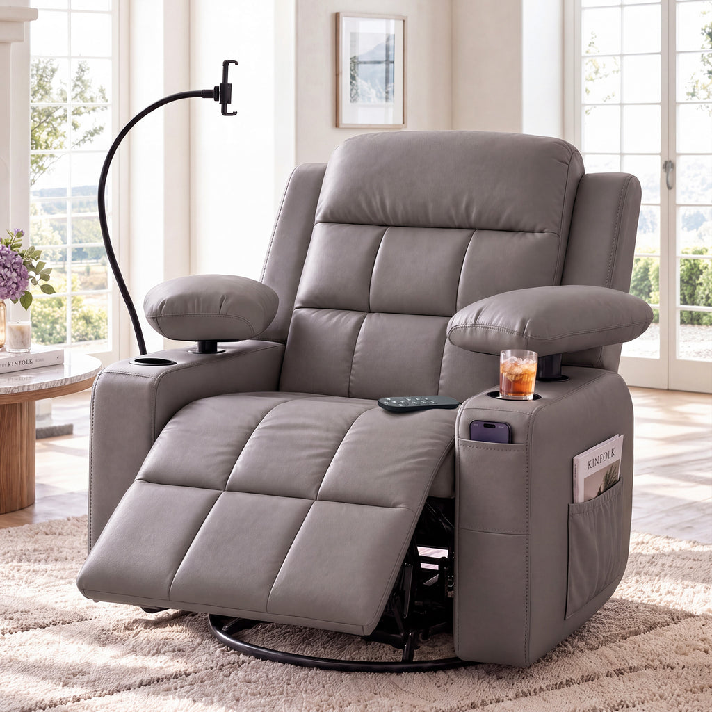 AODAILIHB  Power Swivel Rocker Recliner Chair Nursery w/ Motorized Adjustable Armrests Gentle Rocking M1 M2 Memory Remote Control Nursing Glider w/ Storage Pockets Cup Phone Holder for Breastfeeding Living Room