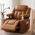 HOPUBUY Power Swivel Recliner Chair w/ Motorized Adjustable Armrests, Nursery Rocking,Brown,320°Swivel M1 M2 Memory Remote Nursing Glider w/ Storage Pockets Cup Phone Holder for Breastfeeding