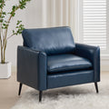 TYBOATLE Leather Accent Chair, Mid-Century Modern Comfy Living Room Chairs, Cozy Office Reading Chair, Reception Armchairs for Bedroom, Office, Waiting Room (Blue)
