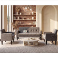 TYBOATLE Sofa Couch 62" W Loveseat w/ 2 USB Charger Ports & 2 Cupholders, Mid-Century Modern Black Leather Tufted Small Love Seat Couches for Office, Compact Living Room, Bedroom (Light Grey, 2+1+1)