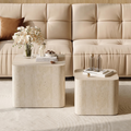 LAZZO Nesting Coffee Table Set of 2, Modern Wooden Coffee Table & End Table, Small Side Tables for Living Room, Bedroom & Apartment, Beige