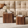 LAZZO Nesting Coffee Table Set of 2, Modern Wooden Coffee Table & End Table, Small Side Tables for Living Room, Bedroom & Apartment, Brown