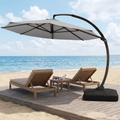 LAZZO 11FT Patio Umbrella with Base, Outdoor Deluxe Cantilever Cantilever Umbrella for Patio Pool Deck, Gray