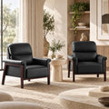 JIASTING Oversized Leather Accent Chair Set of 2, Chair with Wooden Legs & High Back