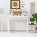 LAZZO 36" Writing Desk with 5 Drawers & Detachable Hutch, Computer Workstation for Small Spaces, White