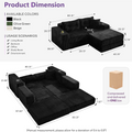 LAZZO Modular Cloud Sectional Sofa with Ottoman, Corduroy Boneless Deep Seat Convertible Sleeper Sofa Bed for Living Room, Black, 2 Seat