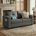 LAZZO 65" Mid-Century Modern Loveseat, 2-Seat Fabric Sofa with USB Charging Ports for Living Room, Office & Small Spaces, Gray
