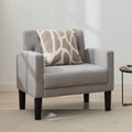 LAZZO Mid-Century Modern Accent Chair, Upholstered Armchair for Living Room Bedroom Office, Light Gray