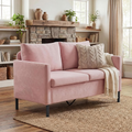LAZZO 51" Linen Fabric Loveseat, Modern 2-Seater Small Sofa with Iron Legs for Apartment, Bedroom, Office, Pink