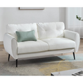 LAZZO 61" Mid Century Modern Tufted Loveseat, Leather 2-Seat Small Sofa for Living Room, Bedroom & Office, White