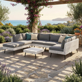 LAZZO 8-Piece Patio Conversation Set, All-Weather Wicker Outdoor Furniture Set with 6 Chairs and 2 Ottomans, Gray