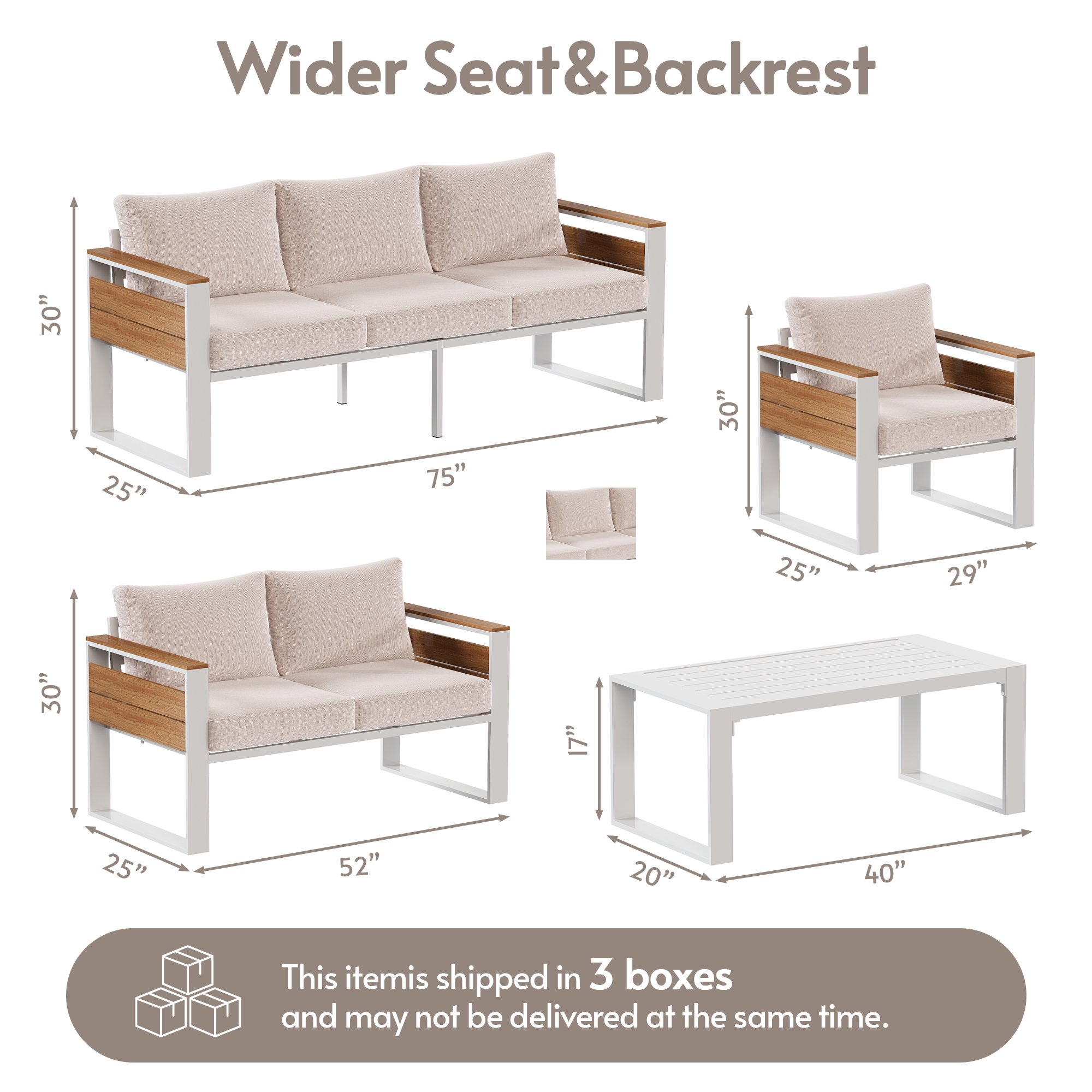 LAZZO 7-Seat Outdoor Patio Conversation Set, Rust-Proof Aluminum Furniture with All-Weather Olefin Cushions for Garden & Patio