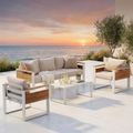 LAZZO 5-Seat Outdoor Patio Conversation Set, Rust-Proof Aluminum Furniture with All-Weather Olefin Cushions for Garden & Patio
