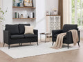 TYBOATLE Leather Loveseat Sofa and Accent Chair Set (Black, 2) | Comfy, 2 Pillows, Mid-Century Modern, Small Spaces, 2 Pieces Living Room Furniture Sets