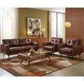TYBOATLE 3 Piece Living Room Sets, Small Leather Loveseat and Chairs, Brown