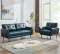 TYBOATLE Sofa Couch 61" Small Loveseat Couches for Living Room Leather Couch Mid Century Modern Tufted Mini Sofa Comfy Office 2 Seat Settee Love Seat Small Couches for Small Spaces Bedroom (2, Blue)