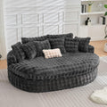 TYBOATLE 83’’ Oversized Round Boneless Couch w/Deep Seat, Round Memory Foam Couch, Comfy Fluffy Plush Bubble Sofa w/Double Cushion, Circle Bed for Livingroom, Bedroom (Grey)