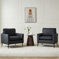 TYBOATLE Accent Chairs Set of 2, Faux Leather Chairs, Mid Century Modern Comfy Living Room Chairs, Cozy Office Reading Chair, Reception Armchairs for Bedroom, Waiting Room (Black) (2)