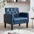 TYBOATLE Leather Accent Chair, Tufted Armchair for Living Room, Blue