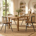 TYBOATLE Swivel Rattan Dining Chiars Set of 4, Farmhouse Boho Dining Room Chair with Rattan Woven Back and Faux Leather Seat, Upholstered Kithchen Chairs for Dining Table (Brown)