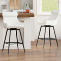 TYBOATLE 26” High Back Leather Swivel Bar Stools Set of 2, Counter Height Bar Stools with Metal Legs, Height-Adjustable Upholstered Faux Leather Barstools for Kitchen Counter, White