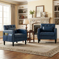 TYBOATLE Leather Chairs Set of 2 w/Storage, Comfy Modern Living Room Chairs, Accent Chair Set of 2 for Reading, Armchair for Bedroom, Waiting Room, Office (2, Blue)