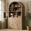 75'' Tall Arched Pantry Cabinet w/Charging Station, Kitchen Pantry Hutch | TYBOATLE, Pantry Cabinet w/Charging Station for Kitchen, Dining, Bathroom, Soft-Close Doors, Anti-Tip Device, Natrual