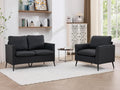 TYBOATLE Leather Loveseat Sofa and Accent Chair, Comfy Love Seat Couch and Chair Set with 2 Pillows, Mid-Century Modern 2 Seat Couches for Small Spaces, 2 Pieces Living Room Furniture Sets (Black, 2)