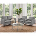 CHYMSUN Faux Leather Love Seat and Accent Chair Set of 2, 2 Seater Couch, Grey