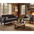 TYBOATLE Dark Grey Couch and Chair Set, 2 Piece Living Room Furniture Set with USB & Type-C Ports, Fabric Loveseat Sofa and Matching Chair with Cup Holders, Modern Couch Set for Small Spaces