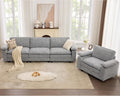 TYBOATLE 122'' Sofa Set for Living Room, Premium Kapok Fiber Sectional Couch with Chairs, Comfy Cloud Couch w/Adjustable Wider Armrest, Deep Seat Upholstered Modular Sofa for Appartment, Grey