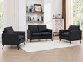 TYBOATLE Faux Leather Loveseat Sofa and Accent Chair Set of 2, Comfy Love Seat Couch and Chair Set, Mid-Century Modern 2 Seat Couches for Small Spaces, 3 Pieces Living Room Furniture Sets (Black, 3)