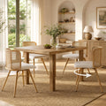 TYBOATLE Swivel Rattan Dining Chiars Set of 4, Farmhouse Boho Dining Room Chair with Rattan Woven Back and Faux Leather Seat, Upholstered Kithchen Chairs for Dining Table