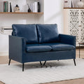 TYBOATLE Faux Leather Loveseat Sofa, Comfy Small Love Seat Mini Couch with 2 Pillows, Mid-Century Modern 2 Seater Couches for Small Spaces, Living Room, Bedroom, Apartment, Office, Dorm (Blue, 1)