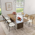 TYBOATLE Dining Chairs Set of 6 Rattan Kitchen Chairs White Boho Dining Room Chairs Mid Century Modern Woven Upholstered Chair with Metal Leg Cane Chairs (6, White)