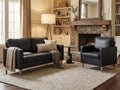 TYBOATLE Black Faux Leather Sofa Couches, 2 Pieces Living Room Furniture Set