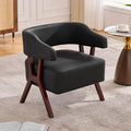 JIASTING Barrel Accent Chairs, Leather Chair with Solid Wood Frame (1, Black)
