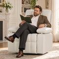 AODAILIHB  Recliner Chair w/Adjustable Armrests for Adults 360° Swivel, 30° Rocker, 135° Recline, Comfy White Leather Nursing Reclining Sofa Chair for Living Room, RV
