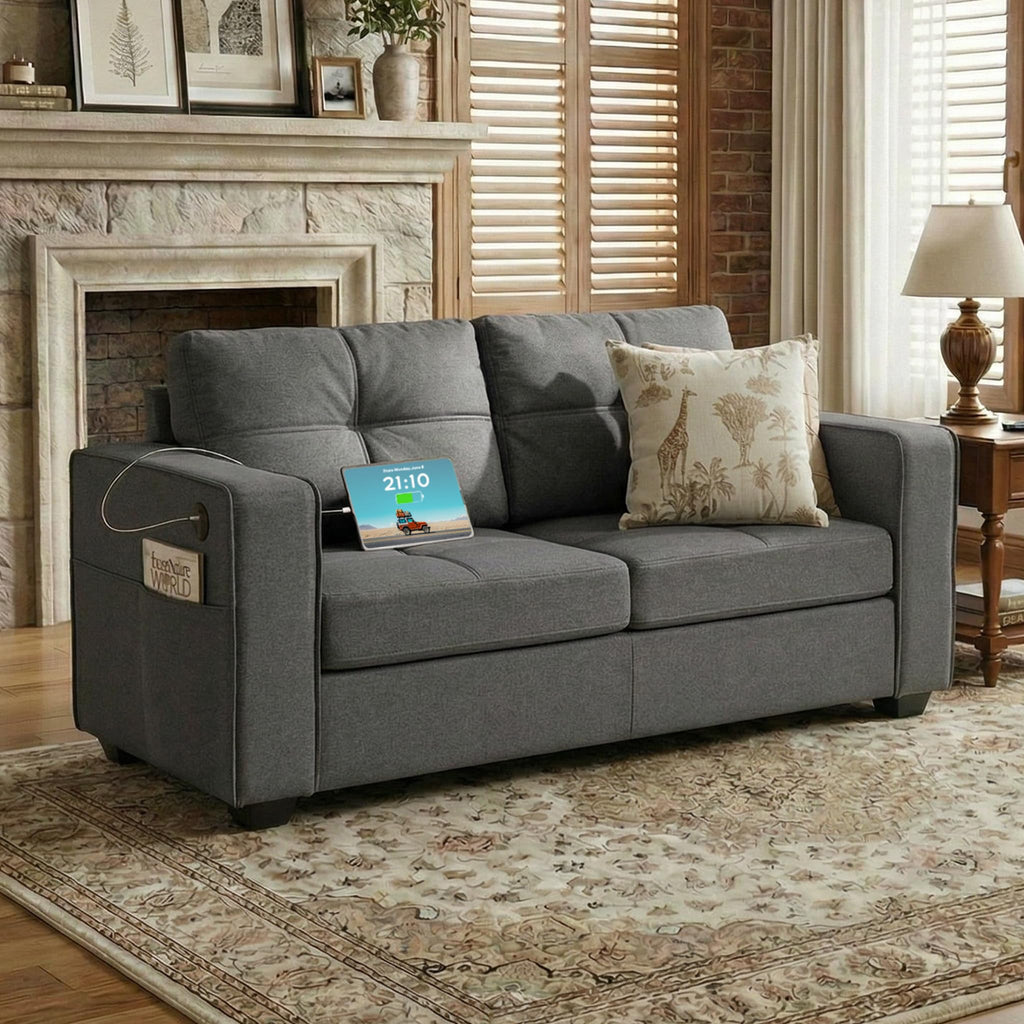 TYBOATLE 65" Small Couches for Bedroom, Modern Tufted Comfy Loveseat