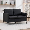 TYBOATLE Faux Leather Loveseat Sofa, Comfy Small Love Seat Mini Couch with 2 Pillows, Mid-Century Modern 2 Seater Couches for Small Spaces, Living Room, Bedroom, Apartment, Office, Dorm (Black, 1)