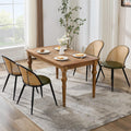 TYBOATLE Rattan Dinner Chairs Set of 4 with Faux Leather Cushion, Modern Dining Room Chairs w/Adjustable Foot Pads, Kitchen Boho Mid Century Upholstered, Green