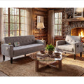 TYBOATLE Sofa Couch 62" W Loveseat w/ 2 USB Charger Ports & 2 Cupholders, Mid-Century Modern Black Leather Tufted Small Love Seat Couches for Office, Compact Living Room, Bedroom (Light Grey, 2+1)