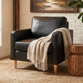 TYBOATLE Black Faux Leather Accent Chairs, Tufted Comfy Armchair (Black, 1) | TYBOATLE, Tufted Seat, Wood Legs, Mid-Century Modern, Upholstered, Comfy, Reading, Living Room, Waiting Room, Bedroom, Office