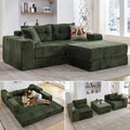 TYBOATLE Modular Cloud Loveseat with Ottoman, Modern Corduroy Boneless Sectional Foam Sofa Couch with Deep Seats, Convertible Sleeper Sofa Bed for Living Room, No Assembly (Forest Green, 2 Seat)