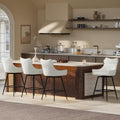 TYBOATLE 26” Leather Swivel Bar Stools Set of 4, Counter Height Bar Stools with Metal Legs, Height-Adjustable Upholstered Faux Leather Barstools for Kitchen Counter, White